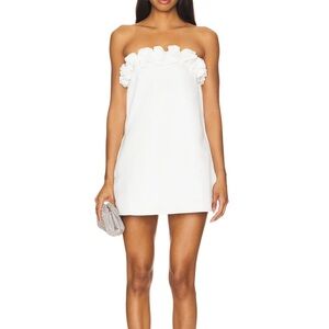 WEWOREWHAT - Strapless A-line Rose Mini Dress | White